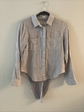 Madewell Striped Button-Down Shirt in Light grey & White